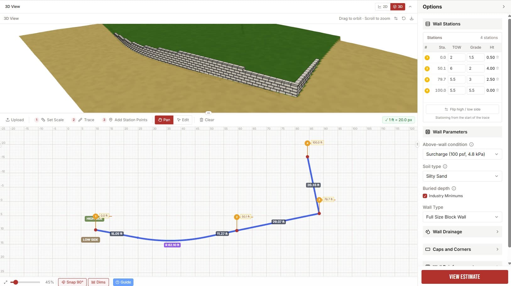 Use the Plan Input to trace your layout. See the wall in 3D.