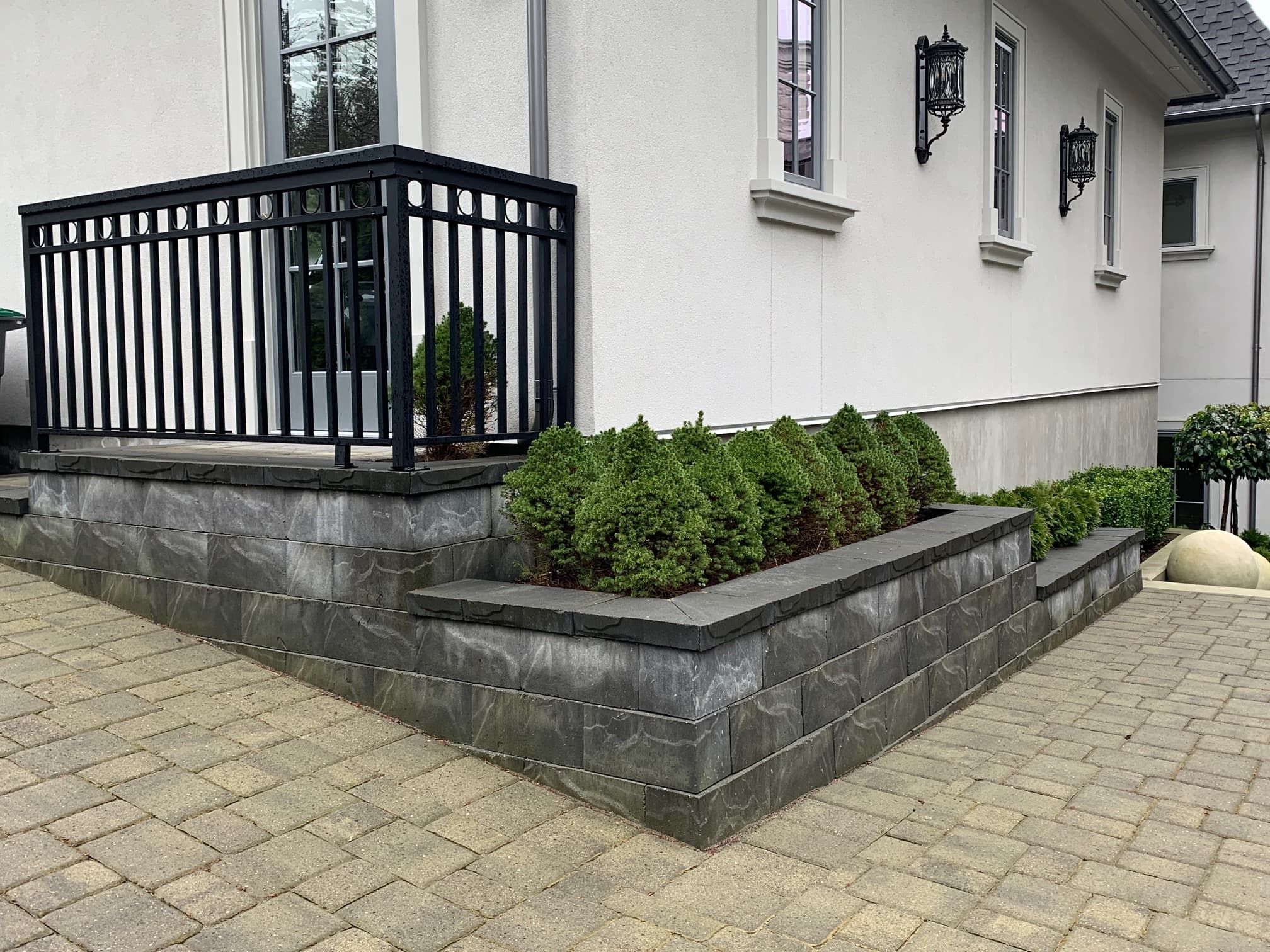 Allan Block planter wall installation