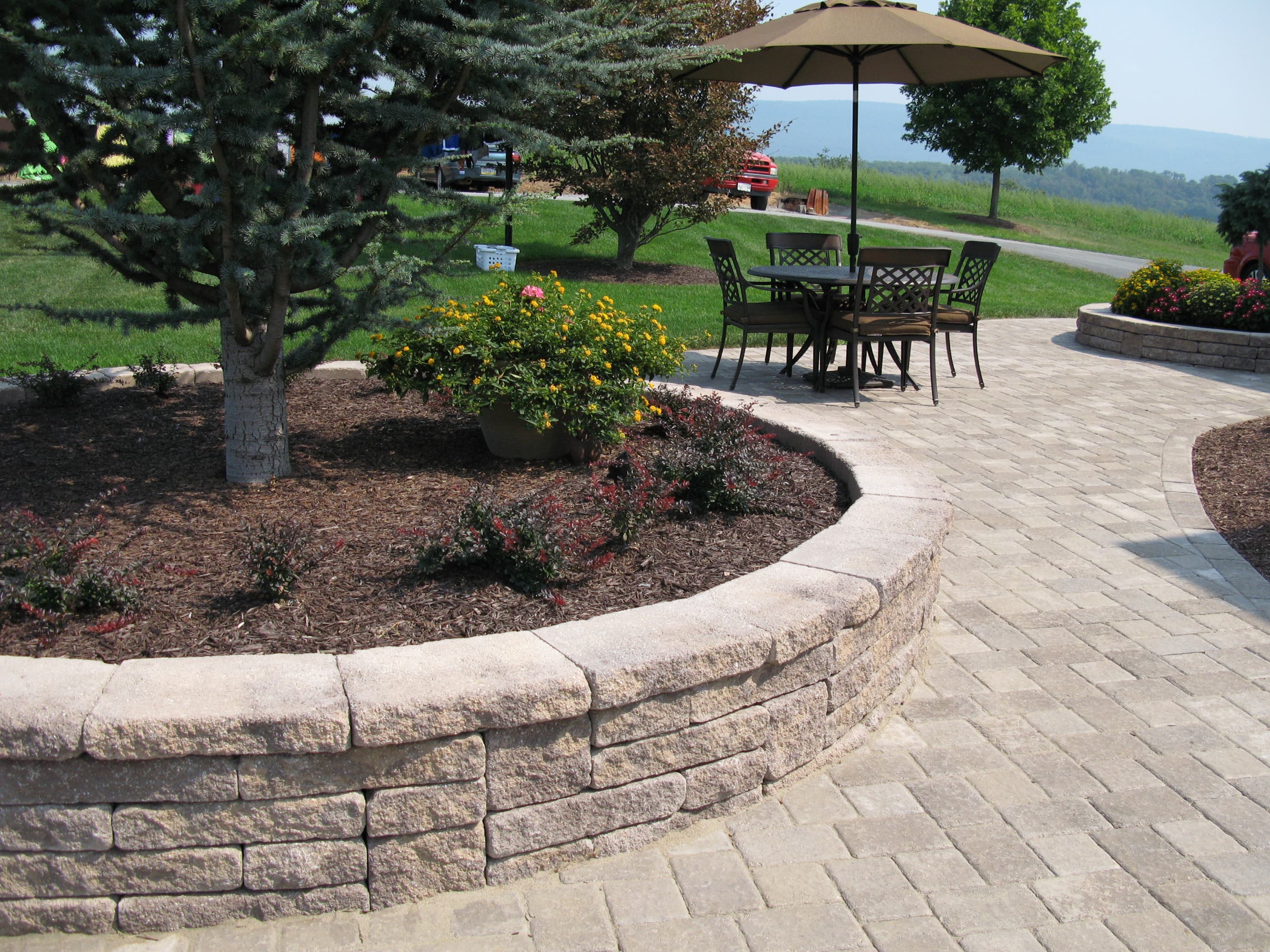 Allan Block planter wall installation